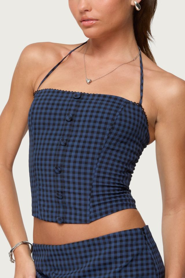 Edikted Winsley Gingham Halter Corset #2