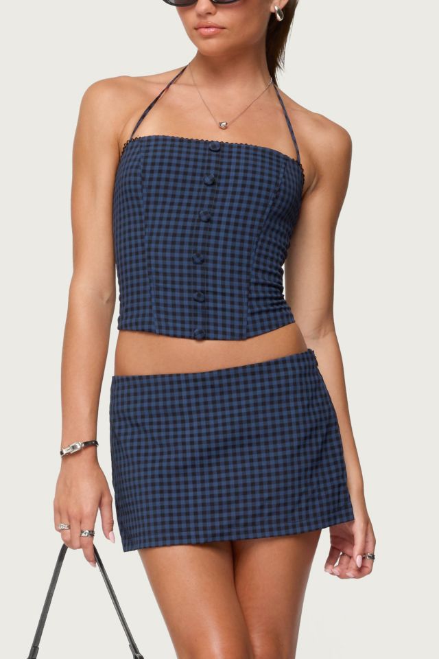 Edikted Winsley Gingham Halter Corset #3