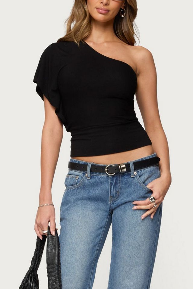 Edikted Asymmetric Striped One Shoulder Top #3