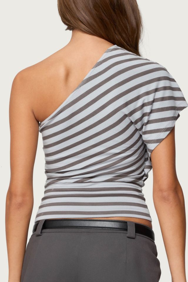 Edikted Asymmetric Striped One Shoulder Top #4