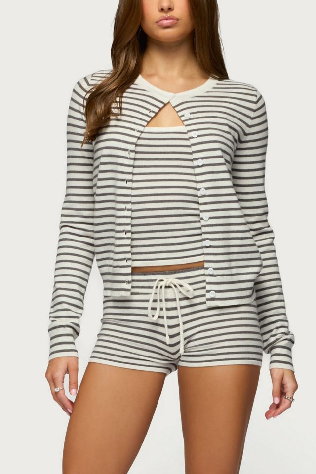 Edikted Lillian Striped Button Up Knit Cardigan | Urban Outfitters
