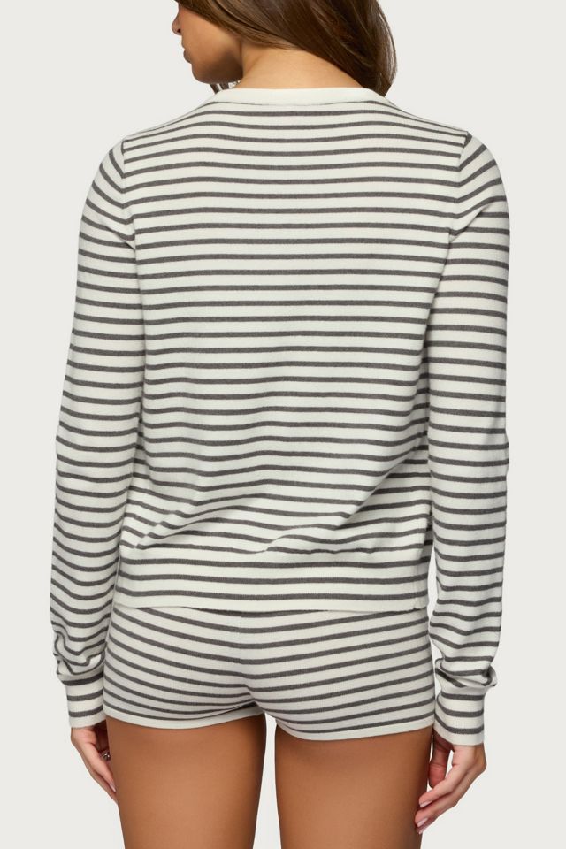 Edikted Lillian Striped Button Up Knit Cardigan #4