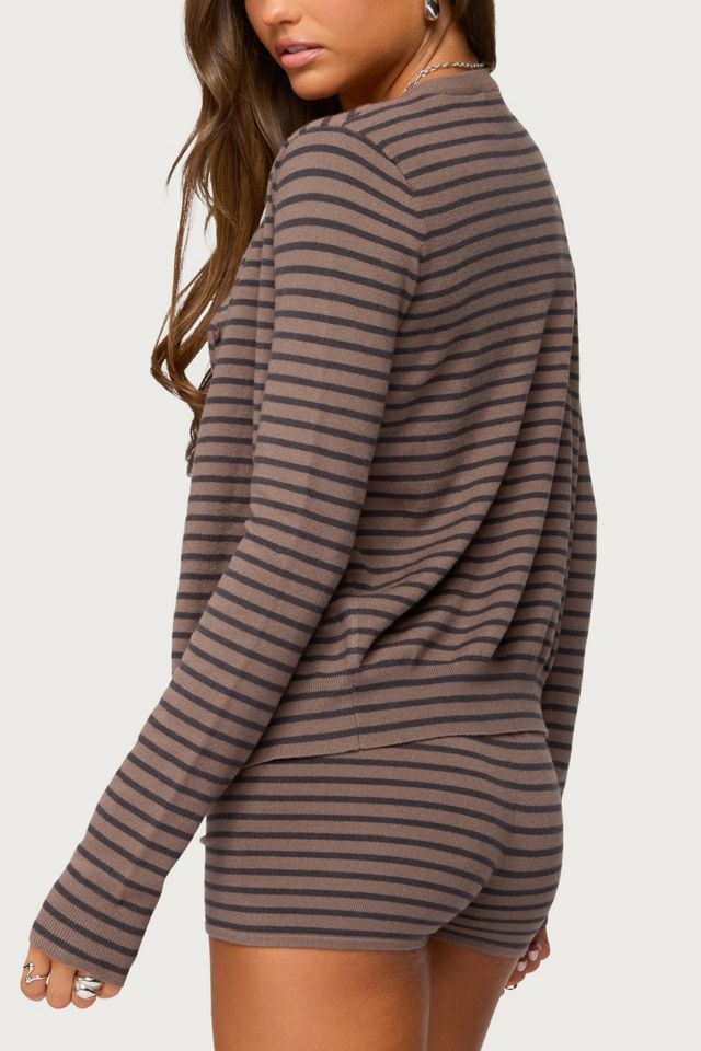 Edikted Lillian Striped Button Up Knit Cardigan #4