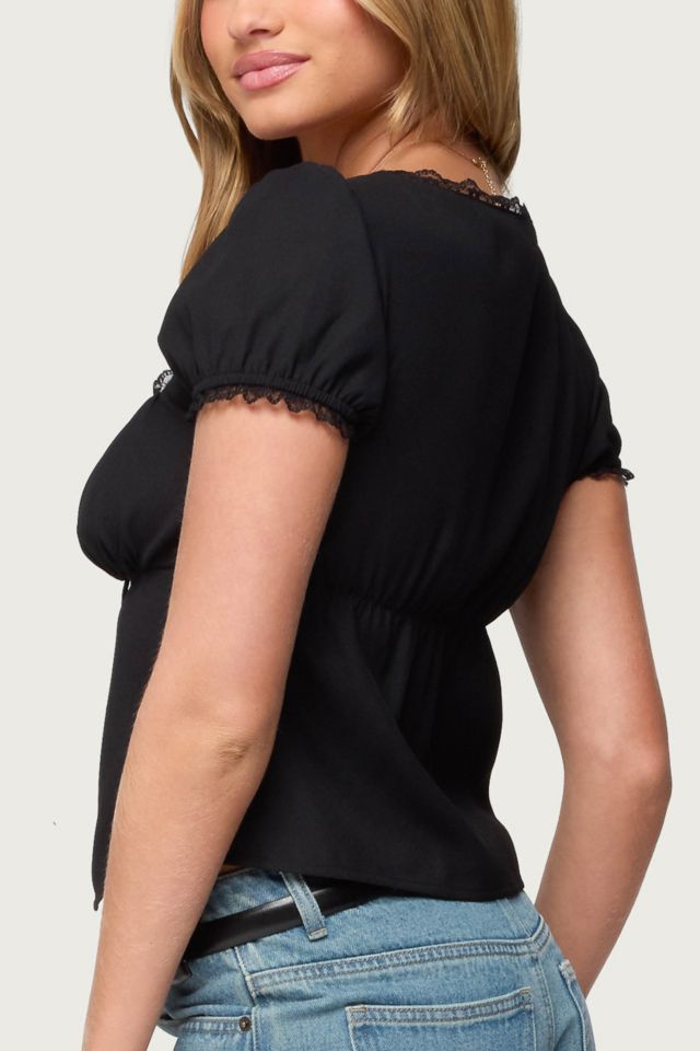 Edikted Lacey Split Front Lace Up Top #2