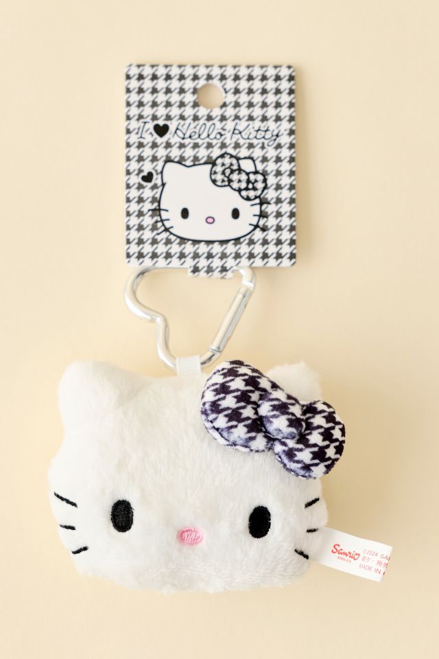 Sanrio Hello Kitty Face Mascot Gingham Plushie Keychain #1