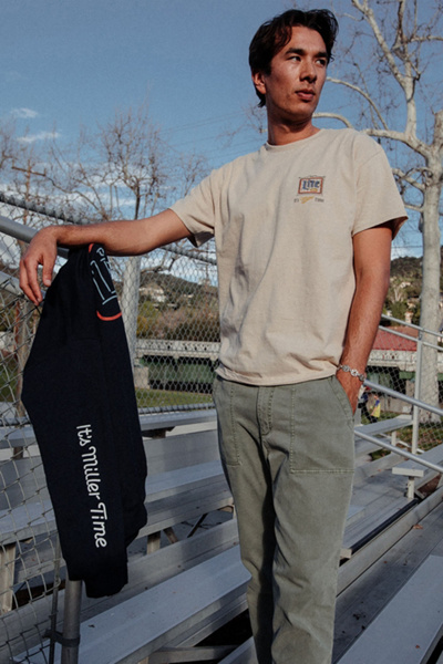 Junk Food Miller Lite Stain Glass Flea Market Tee