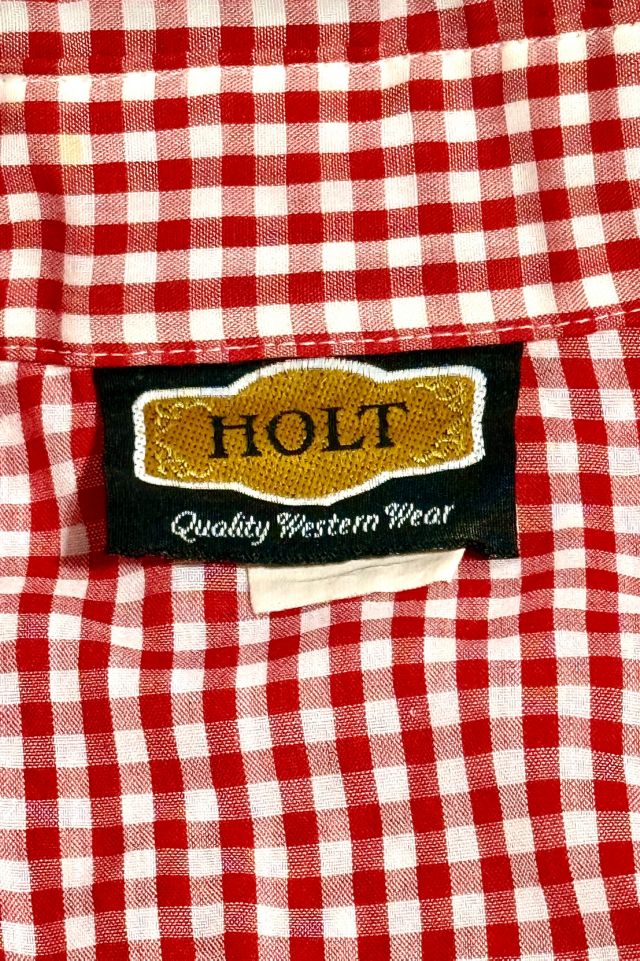 Vintage 1990's Holt Check Seersucker Western Pearl Snap Shirt #1