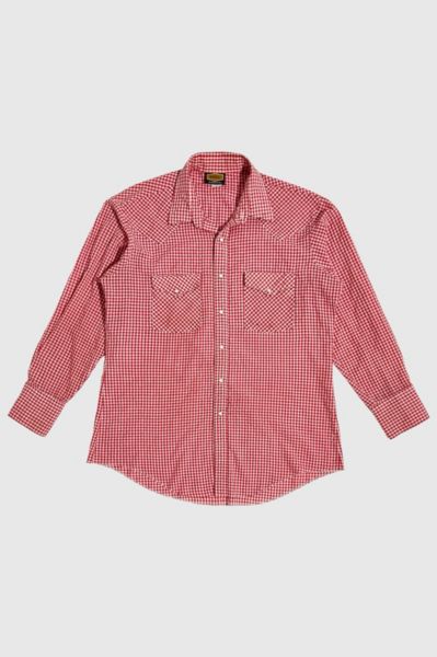 Vintage 1990's Holt Check Seersucker Western Pearl Snap Shirt