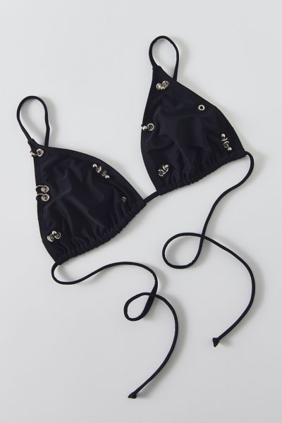 Vintage By RSTY Black Pierced Triangle Bikini Top