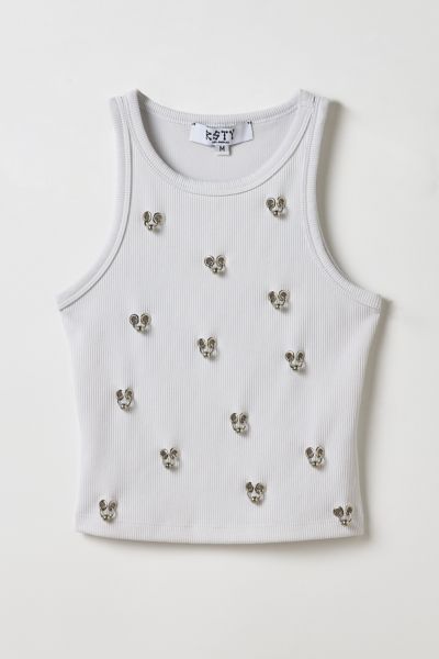 Vintage By RSTY Pierced Grommet Studded Ribbed Knit Cropped Tank Top