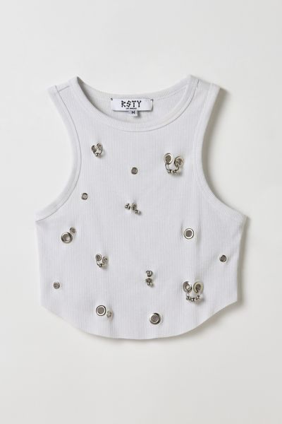 Vintage By RSTY Pierced Grommet Studded Ultra Cropped Tank Top
