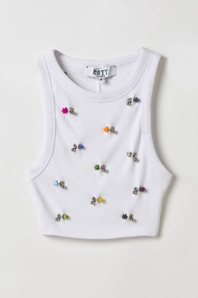 Vintage By RSTY Charm Pierced Grommet Cropped Tank Top
