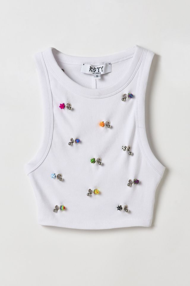 Vintage By RSTY Charm Pierced Grommet Cropped Tank Top