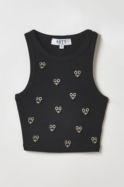 Vintage By RSTY Black Pierced Grommet Ultra-Cropped Tank Top