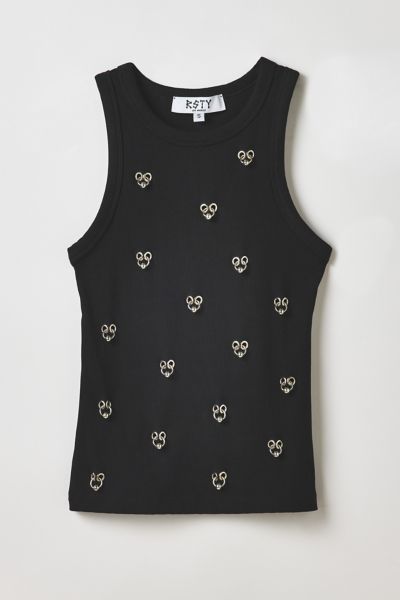 Vintage By RSTY Black Pierced Grommet Cropped Tank Top