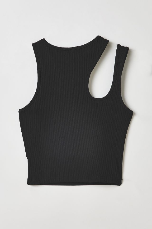 Vintage By RSTY Black Asymmetric Pierced Grommet Cropped Tank Top #1