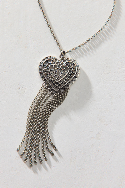 Filigree Fringe Heart Pendant Necklace