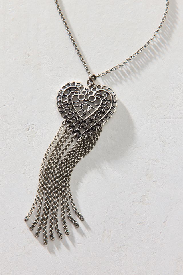 Collier pendentif cœur frange en filigrane #1