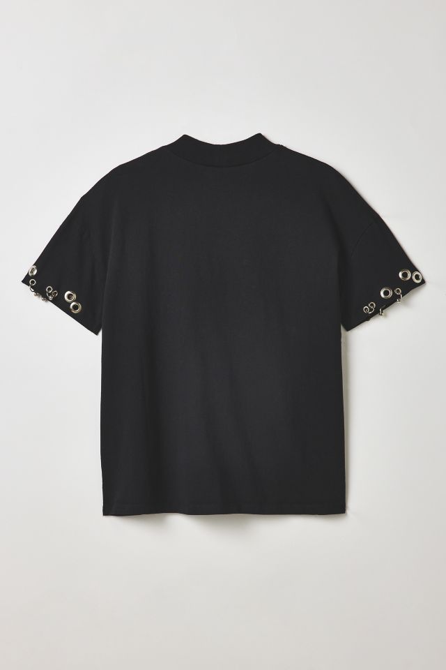 Vintage By RSTY Black Pierced Grommet Studded Trim Tee #1