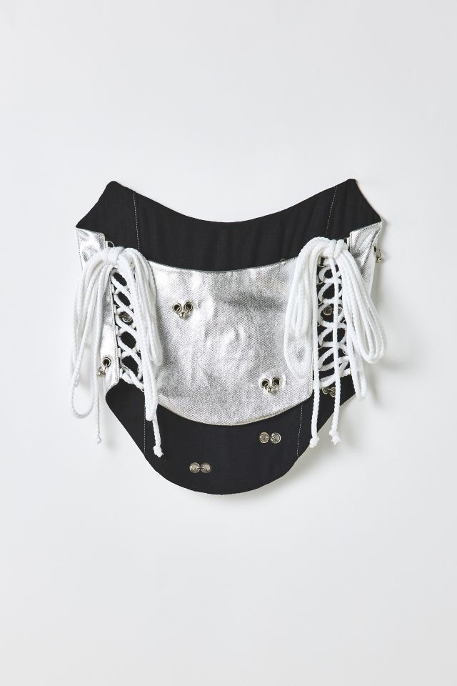 Vintage By RSTY Pierced Grommet Chrome Corset Top #1