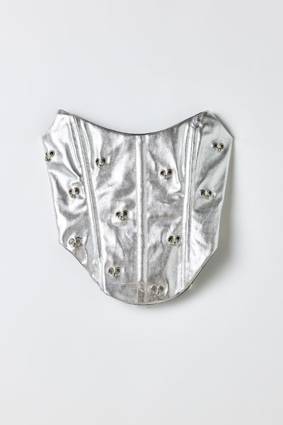 Vintage By RSTY Pierced Grommet Chrome Corset Top
