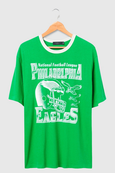 Junk Food Nfl Oversized Ringer Tee In Philadelphia Eagles, Men's At Urban Outfitters In Green