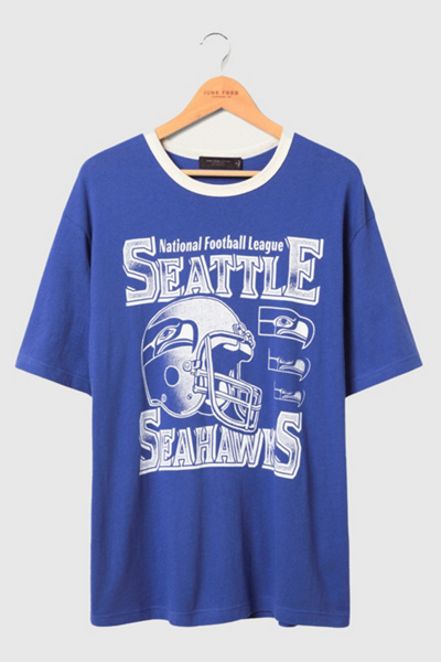 Junk Food Nfl Oversized Ringer Tee In Seattle Seahawks, Men's At Urban Outfitters In Blue