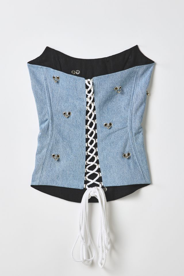 Vintage By RSTY Pierced Grommet Denim Corset Top #1