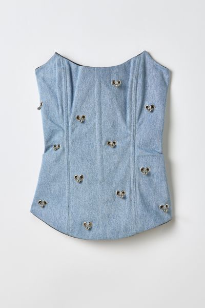 Vintage By RSTY Pierced Grommet Denim Corset Top