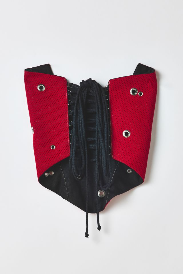 Vintage By RSTY Red Mesh Grommet Corset Top #1
