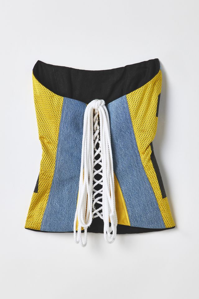 Vintage By RSTY Spliced Yellow Jersey Corset Top #1