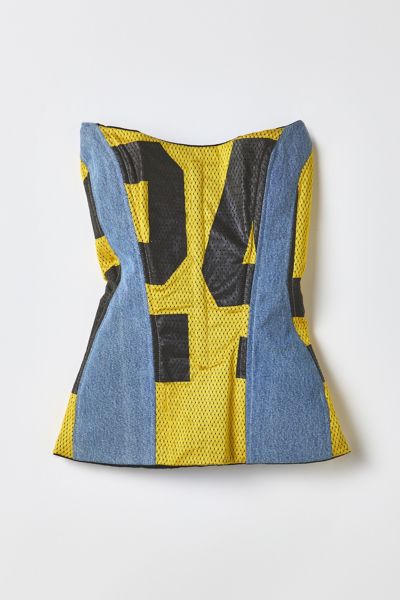 Vintage By RSTY Spliced Yellow Jersey Corset Top