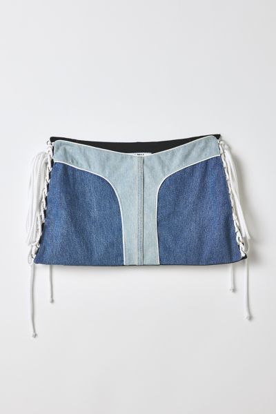 Vintage By RSTY Lace-Up Denim Mini Skirt