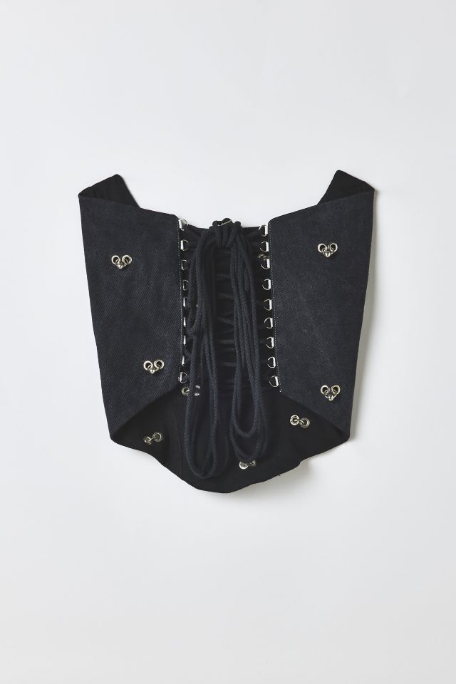 Vintage By RSTY Black Pierced Grommet Studded Corset Top #1