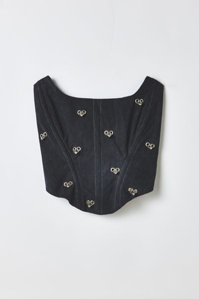 Vintage By RSTY Black Pierced Grommet Studded Corset Top
