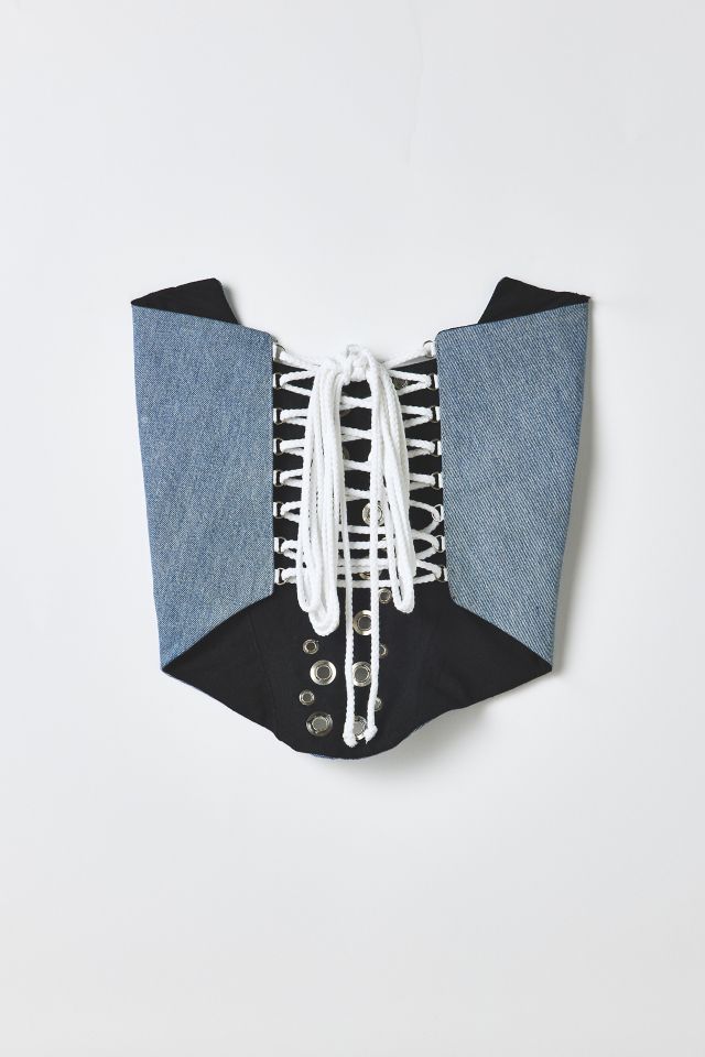 Vintage By RSTY Grommet Studded Denim Corset Top #1