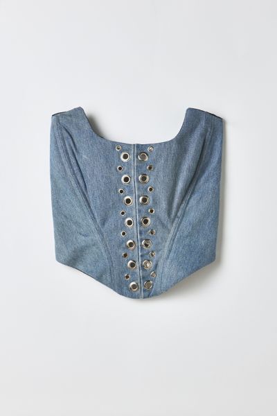 Vintage By RSTY Grommet Studded Denim Corset Top