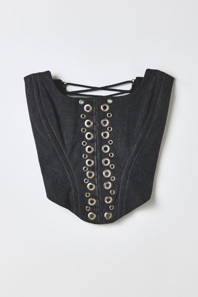 Vintage By RSTY Black Grommet Studded Corset Top
