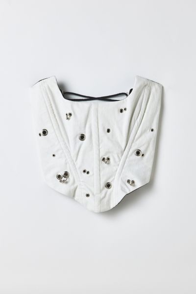 Vintage By RSTY White Grommet Studded Corset Top
