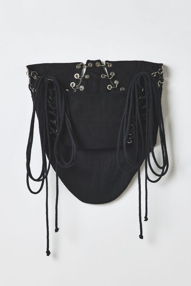 Vintage By RSTY Black Pierced Grommet Studded Cups Corset Top #1