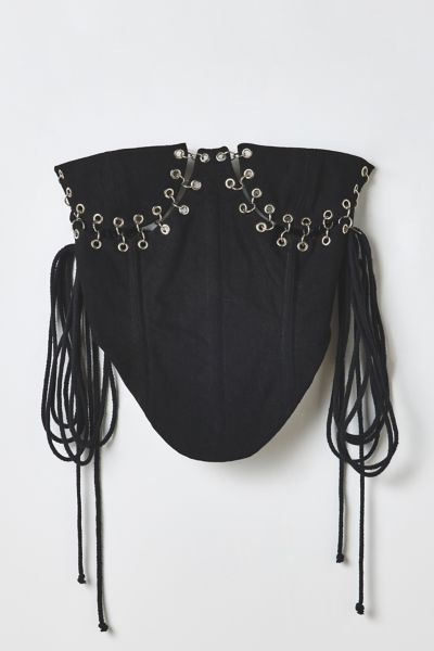 Vintage By RSTY Black Pierced Grommet Studded Cups Corset Top