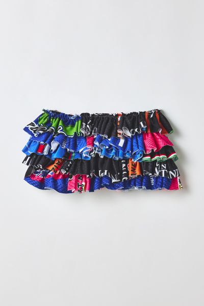 Vintage By RSTY Spliced Jersey Ruffle Micro Mini Skirt