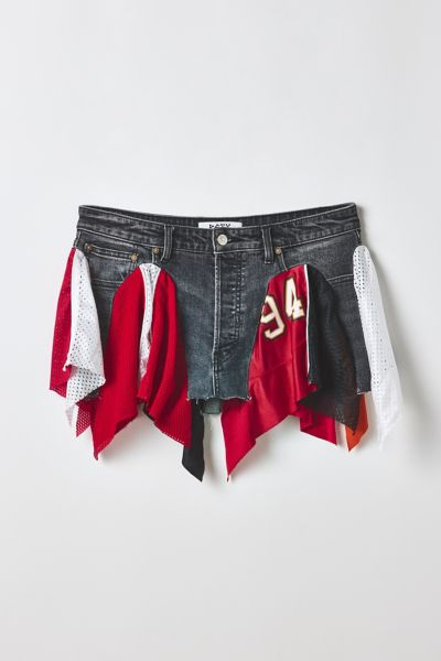 Vintage By RSTY Jersey Spliced Denim Mini Skirt