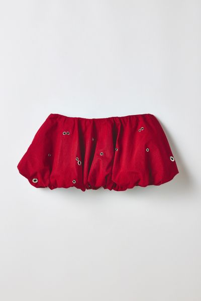 Vintage By RSTY Red Grommet Detail Bubble Micro Mini Skirt