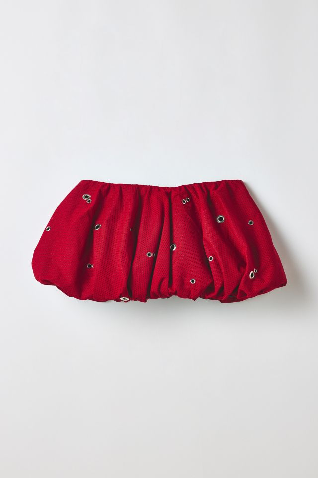 Vintage By RSTY Red Grommet Detail Bubble Micro Mini Skirt #1