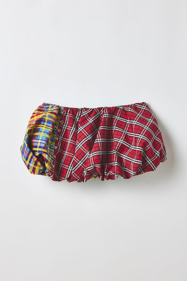 Vintage By RSTY Patchwork Plaid Bubble Micro Mini Skirt #1