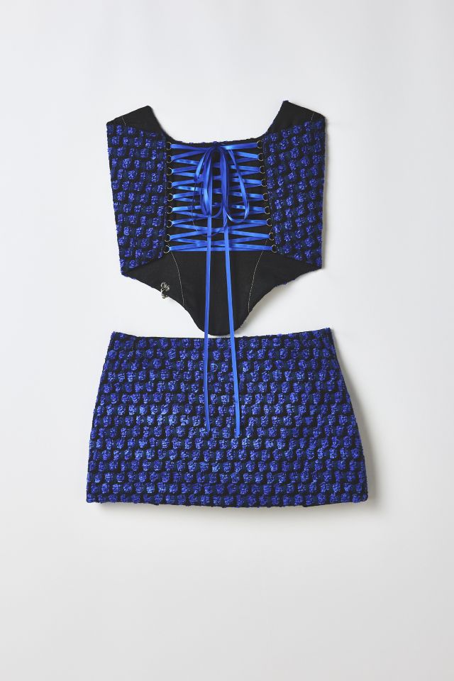 Vintage By RSTY Blue + Black Corset Top + Mini Skirt 2-Piece Set #1