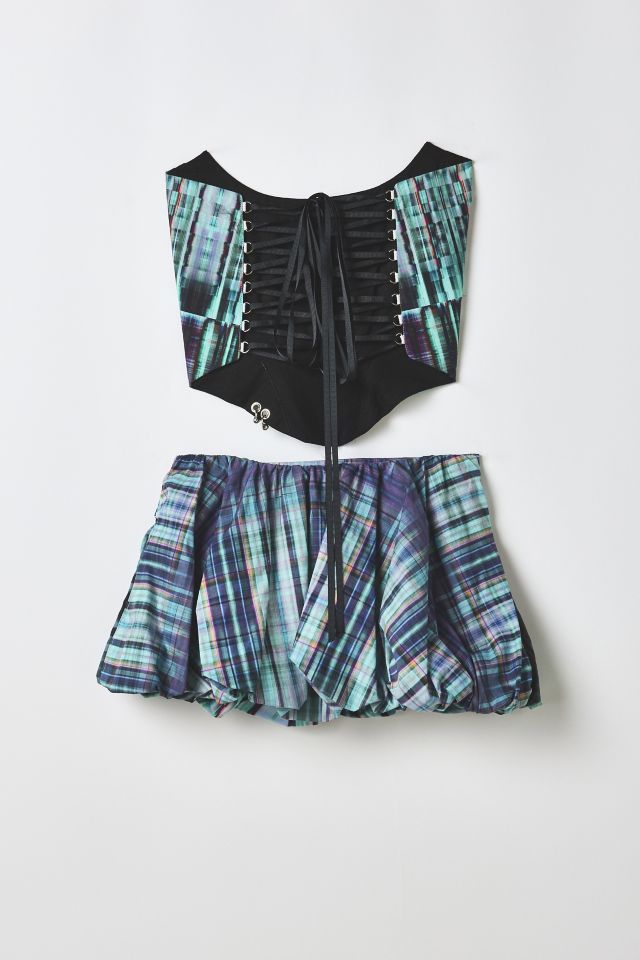 Vintage By RSTY Digital Stripe Corset Top + Mini Skirt 2-Piece Set #1
