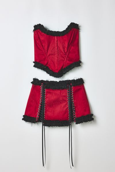 Vintage By RSTY Red Corset Top + Mini Skirt 2-Piece Set