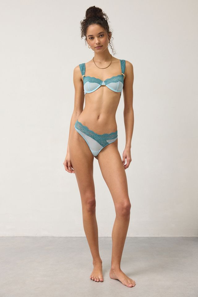 Wild Lovers Floraine Sheer Mesh Lace Trim Thong #4